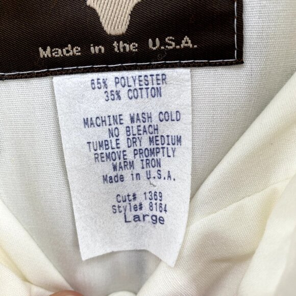 Vintage Steer West Shirt Mens Large White Red Flames Rockabilly Rodeo Cowboy* - Picture 8 of 11